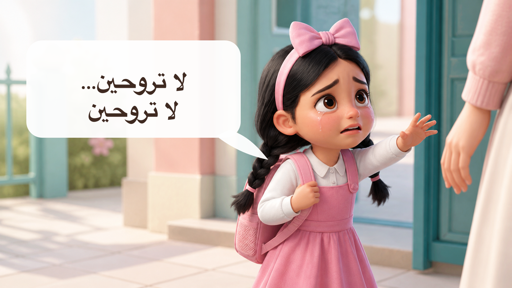 بكاء مستمر عند الباب — «لا تروحين… لا تروحين»